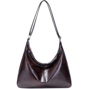 Women's Coffee Foldable Vegan Leather Hobo Bag Multi-directional Sloping Wallet